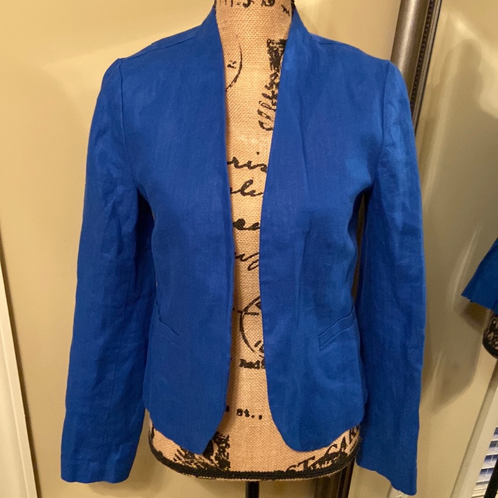 LOFT Linen Blue Blazer - Picture 1 of 5